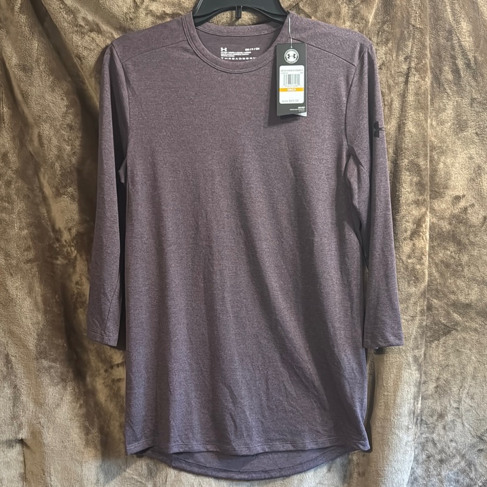 Under Armour Men's Threadborne 3/4 Sleeve Purple Shirt — Fitted — Small - Picture 1 of 3